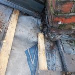 Chimney Repair. Close-up of a brick chimney repair